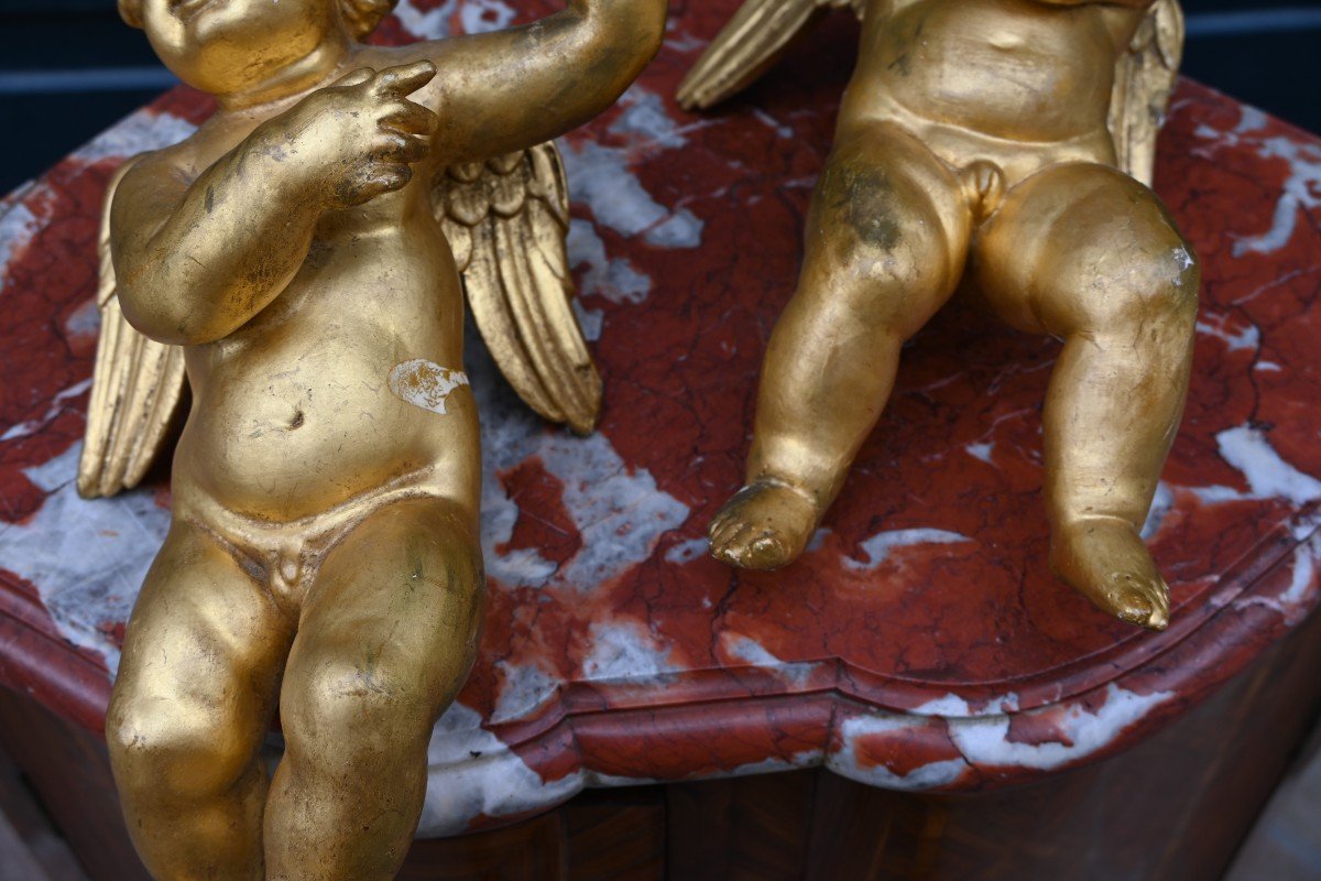 Pair Of Angels In Gilded Wood Italy XVIII-photo-4