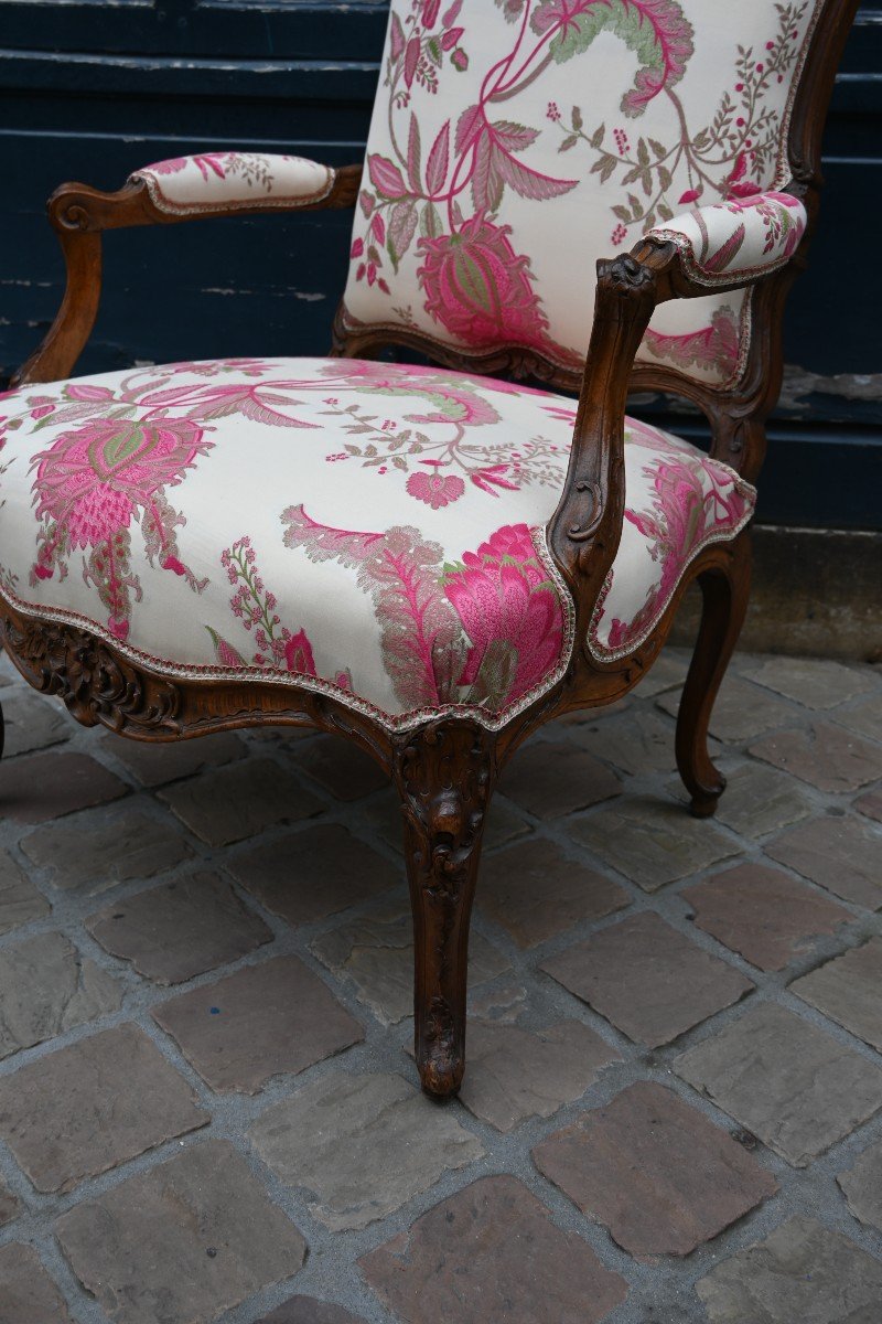 Beau Fauteuil à Dossier Plat D époque Louis XV   Burgat-photo-3