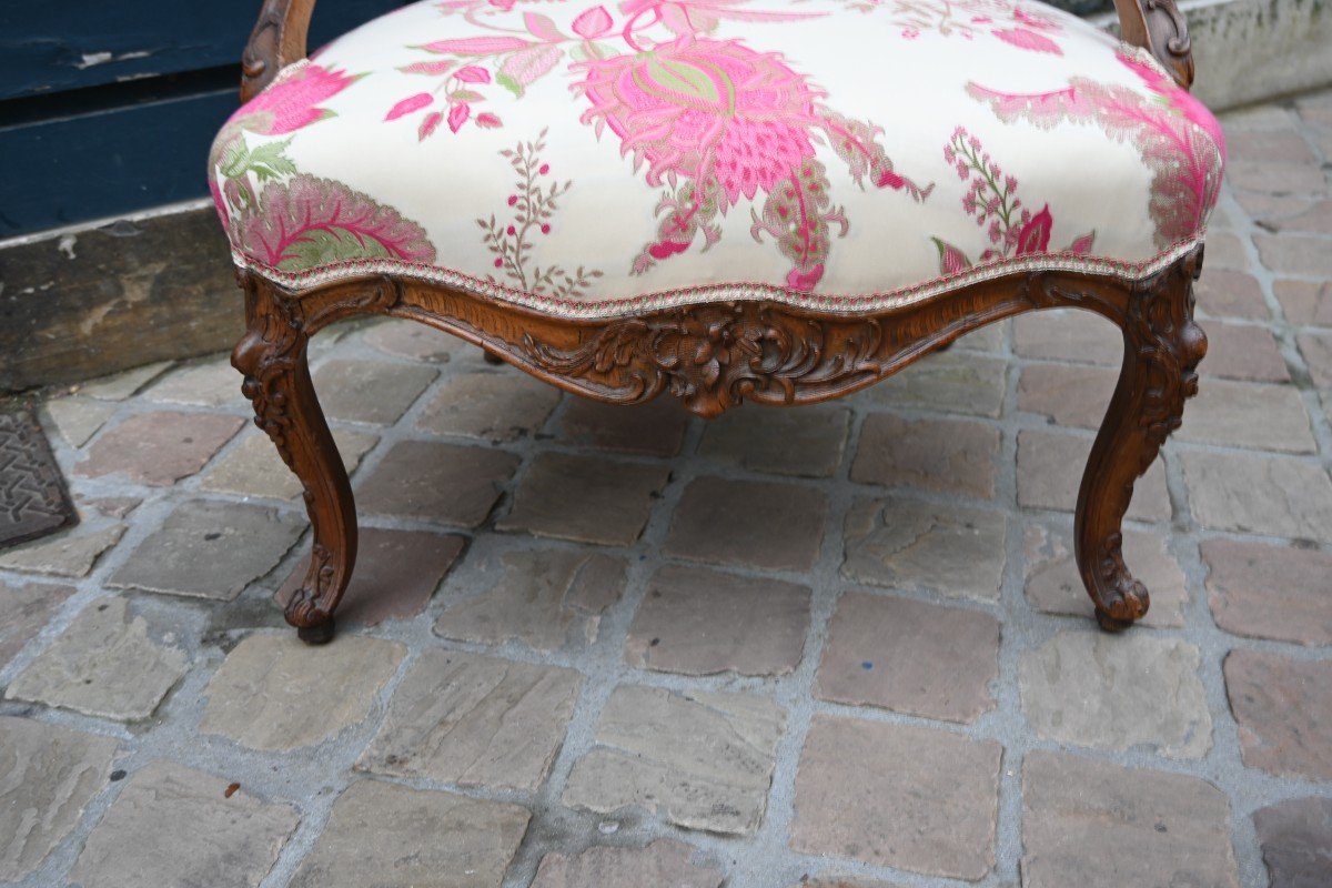 Beau Fauteuil à Dossier Plat D époque Louis XV   Burgat-photo-1