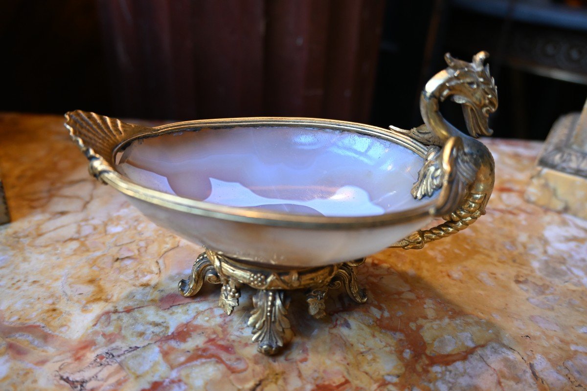 Coupe En Bronze Et Agate Taillé D époque Napoléon III