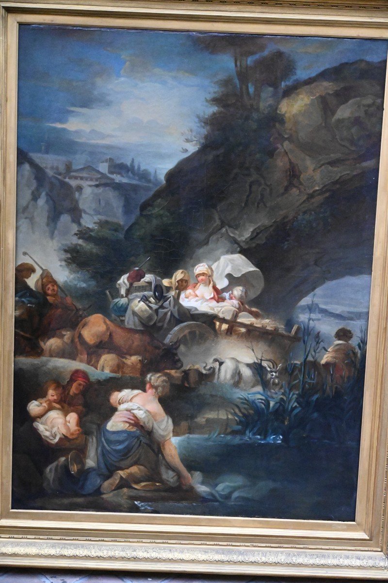 Large Oil On Canvas From The 18th Century, Follower Of Fragonard, Bucolic Scene-photo-3