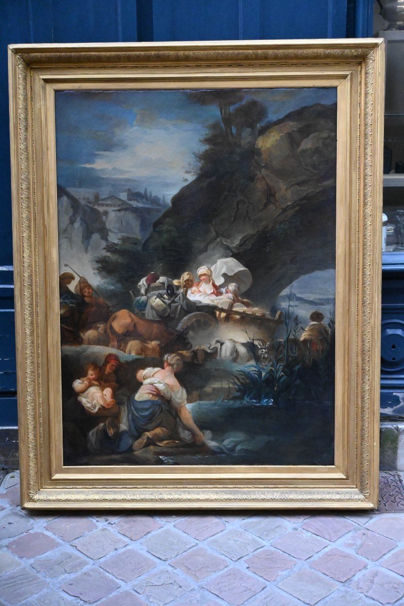 Large Oil On Canvas From The 18th Century, Follower Of Fragonard, Bucolic Scene-photo-8