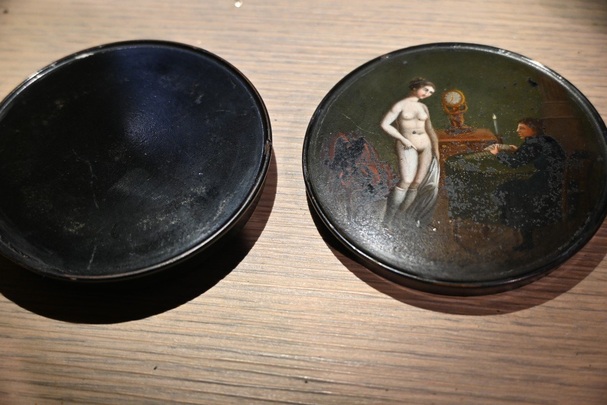 Original Box Decorated With A Scene Of A Visit To A Gynecologist 19th Century-photo-4