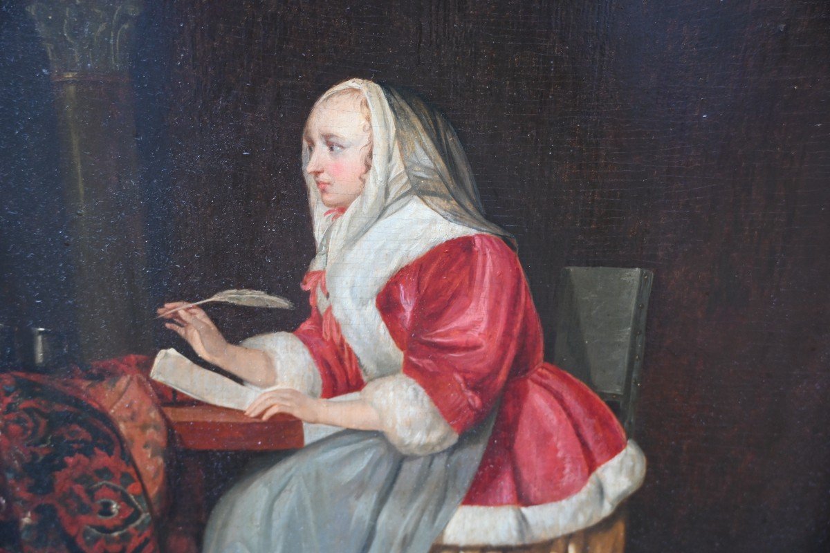 Oil Woman Writing Her Music After Gabriel Metsu XVII-photo-4