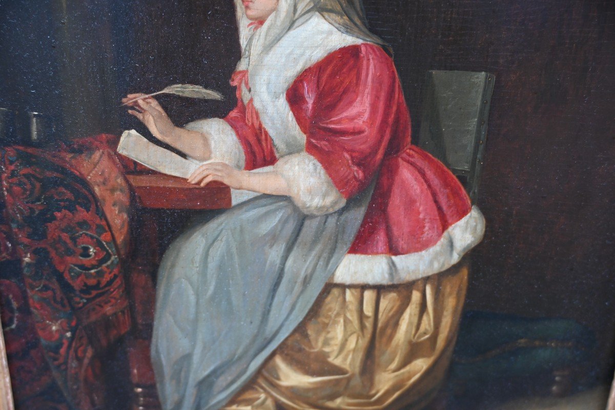 Oil Woman Writing Her Music After Gabriel Metsu XVII-photo-1