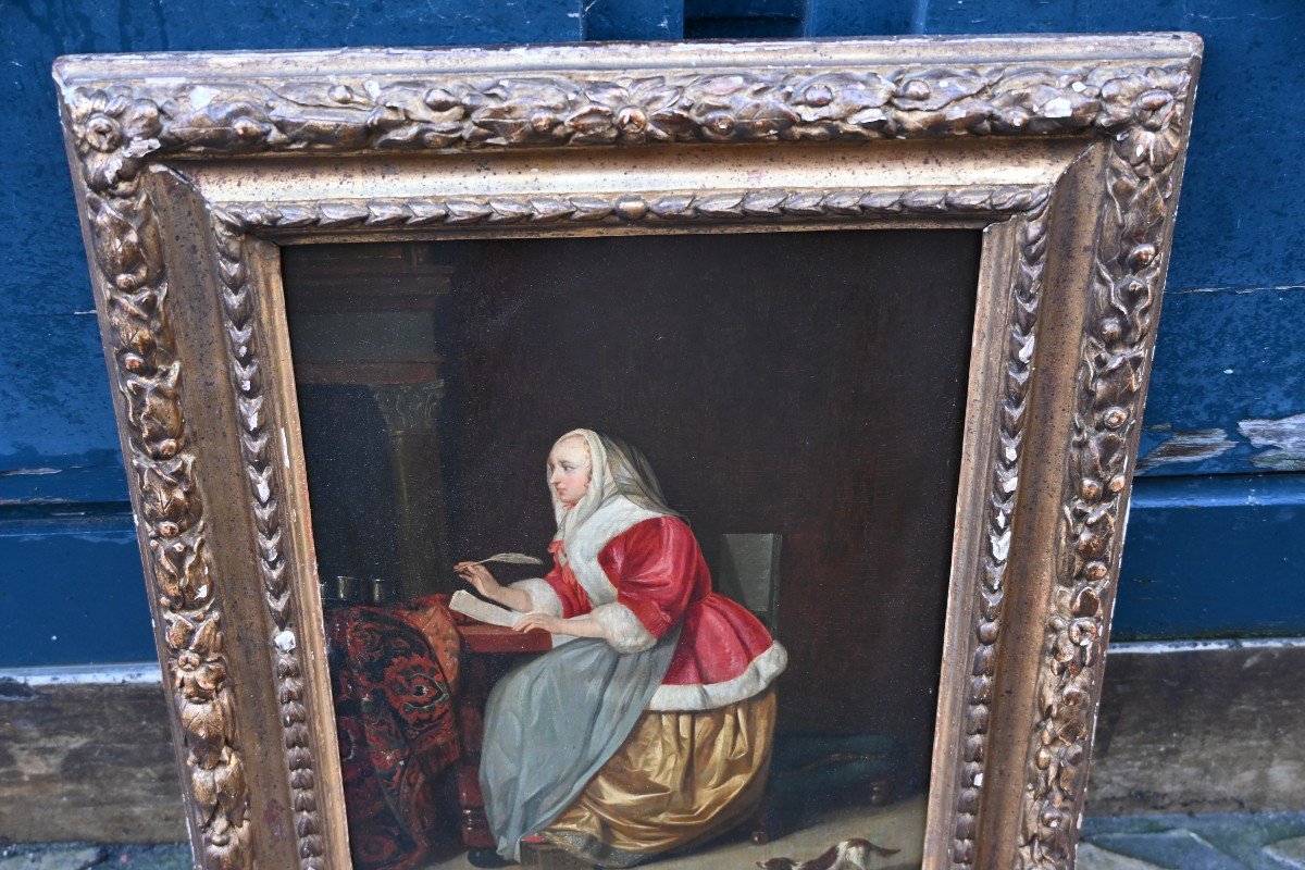 Oil Woman Writing Her Music After Gabriel Metsu XVII-photo-3