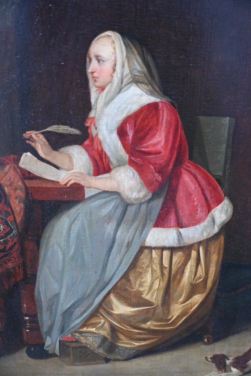 Oil Woman Writing Her Music After Gabriel Metsu XVII-photo-4