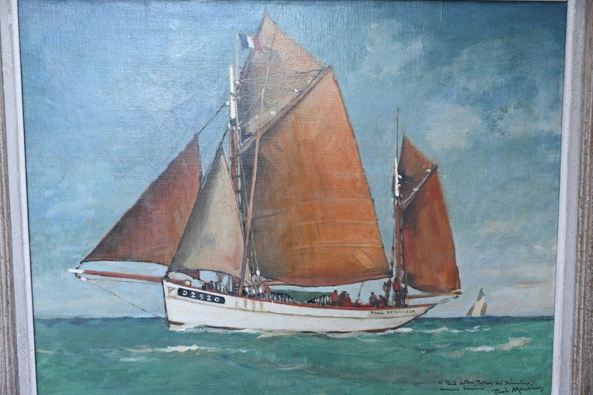 Oil On Canvas Sailboat By Paul Morchain-photo-2