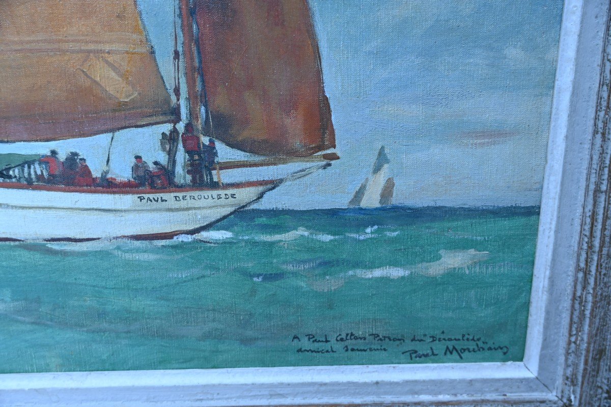 Oil On Canvas Sailboat By Paul Morchain-photo-3