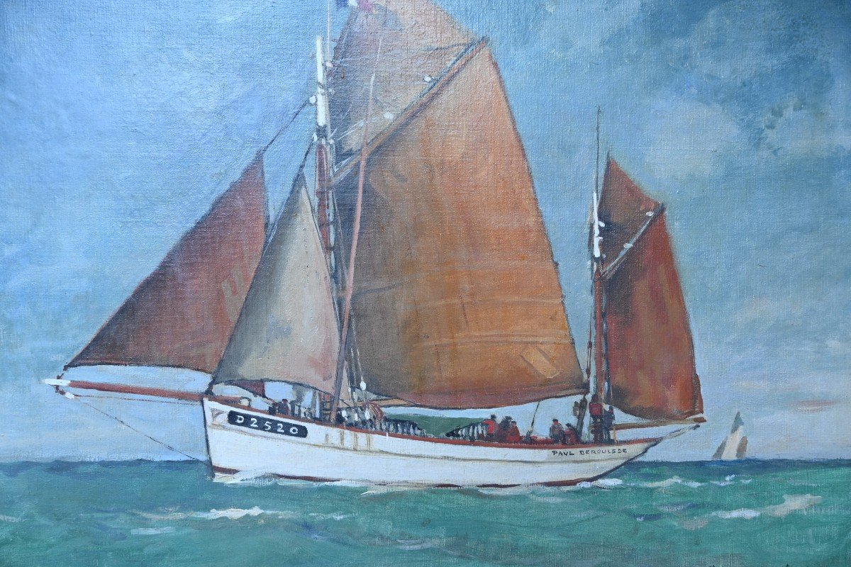 Oil On Canvas Sailboat By Paul Morchain-photo-1