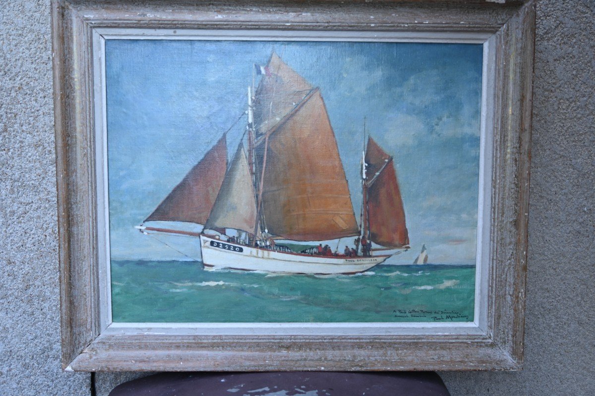 Oil On Canvas Sailboat By Paul Morchain-photo-2