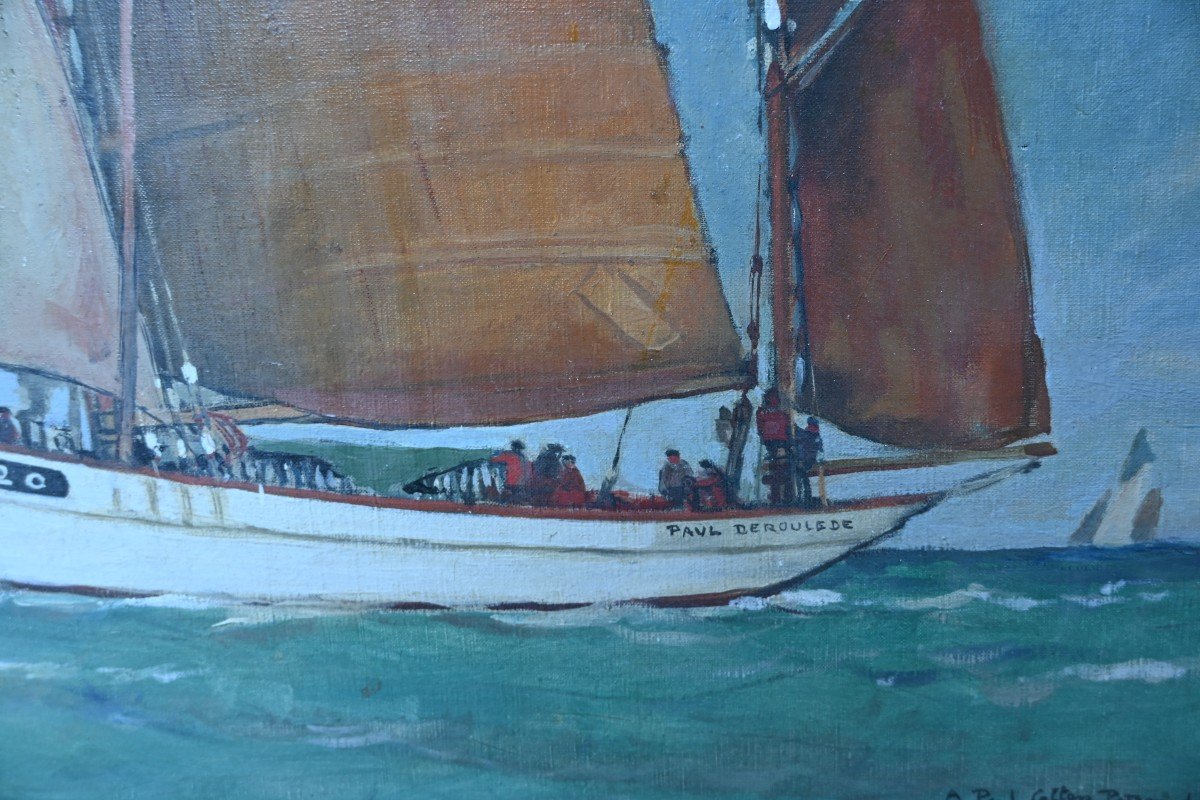 Oil On Canvas Sailboat By Paul Morchain-photo-4