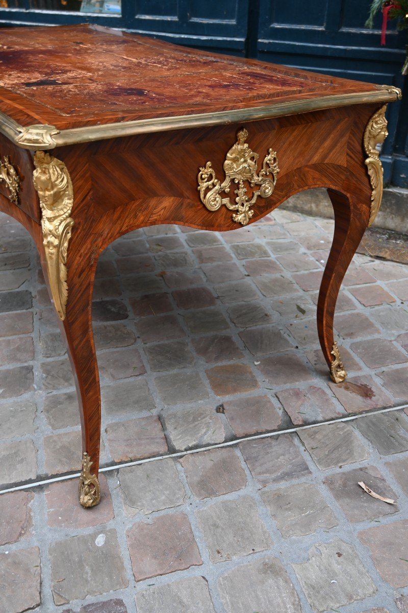 Beautiful Louis XV Period Violet Wood Desk Stamped Mondon-photo-2