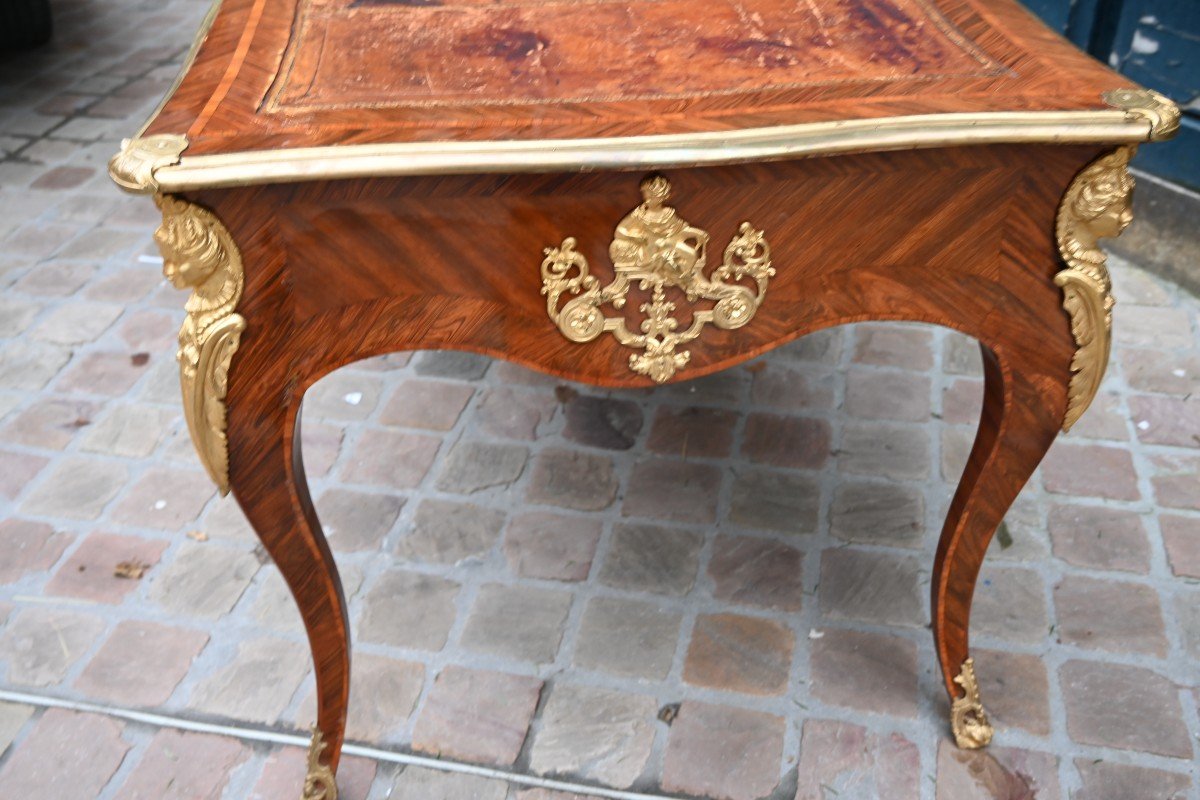 Beautiful Louis XV Period Violet Wood Desk Stamped Mondon-photo-3