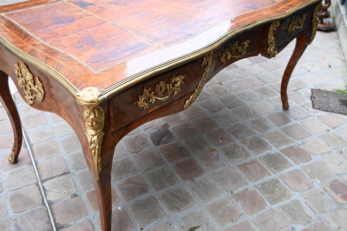 Beautiful Louis XV Period Violet Wood Desk Stamped Mondon-photo-4