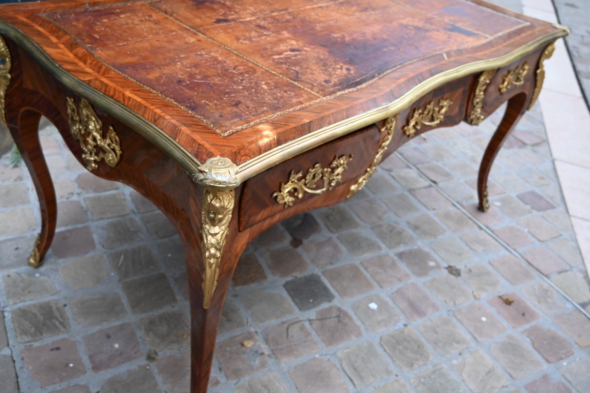 Beautiful Louis XV Period Violet Wood Desk Stamped Mondon-photo-1