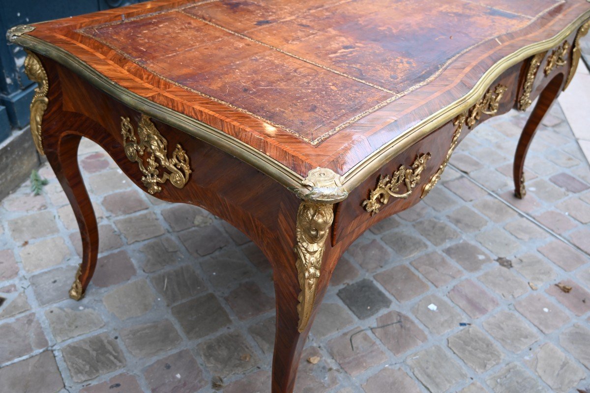 Beautiful Louis XV Period Violet Wood Desk Stamped Mondon-photo-2