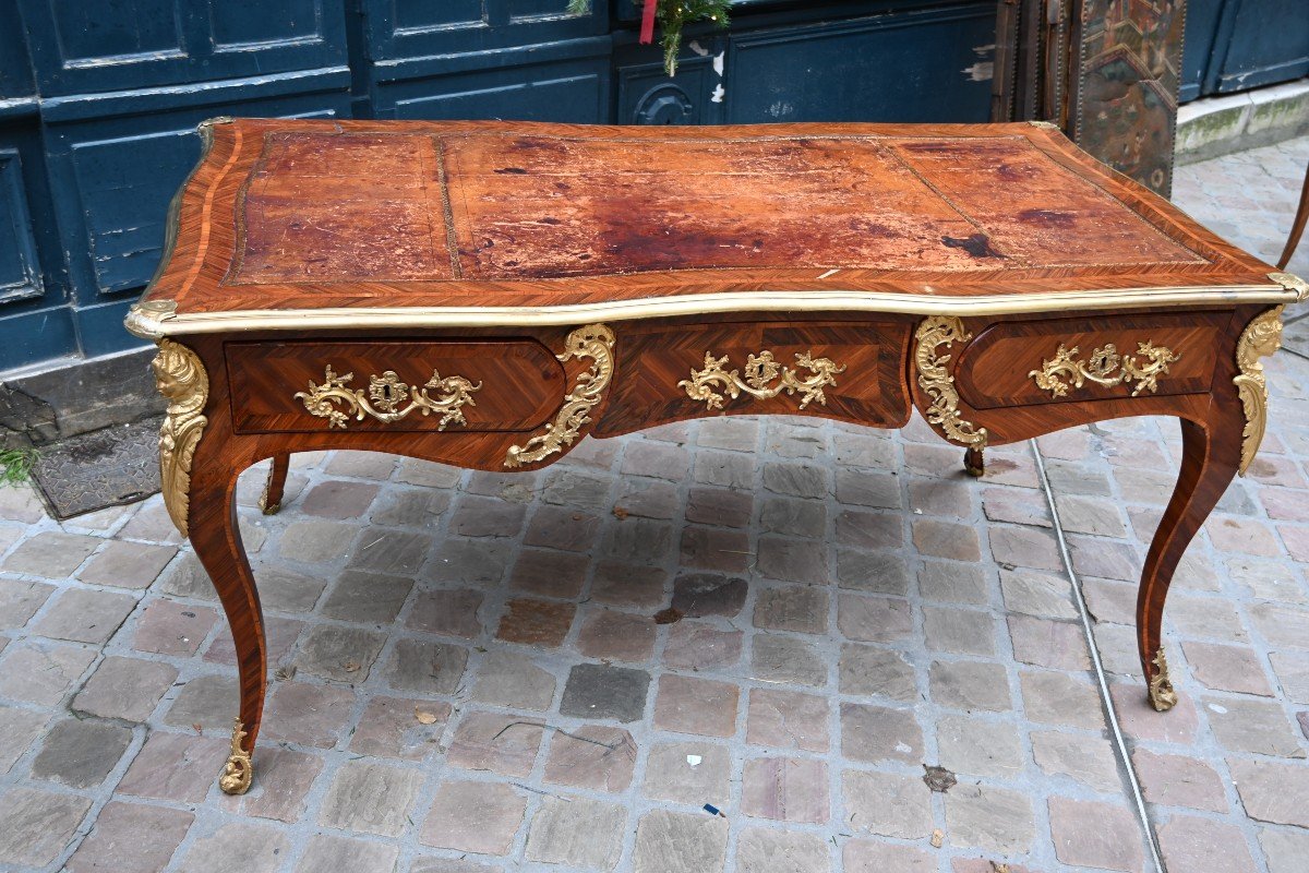 Beautiful Louis XV Period Violet Wood Desk Stamped Mondon-photo-3