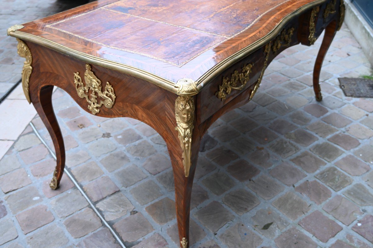 Beautiful Louis XV Period Violet Wood Desk Stamped Mondon-photo-6