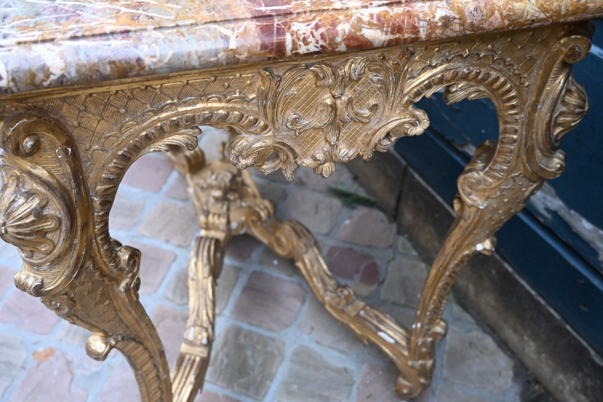 Table Console Bois Doré D époque Regence Du XVIII-photo-4