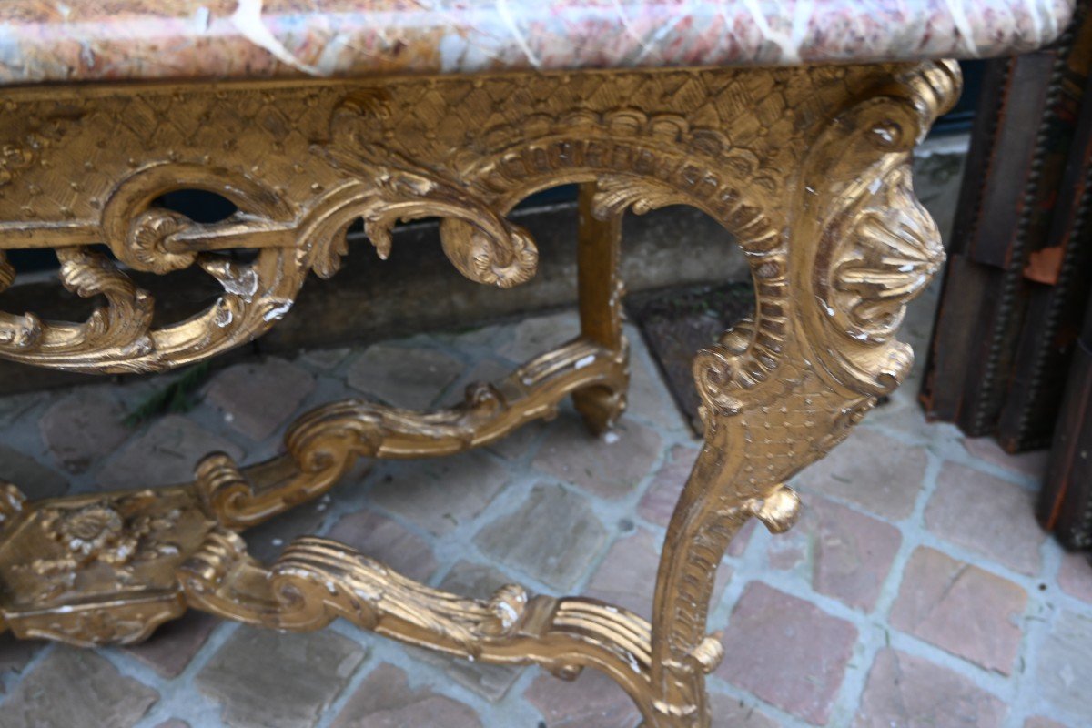 Table Console Bois Doré D époque Regence Du XVIII-photo-3