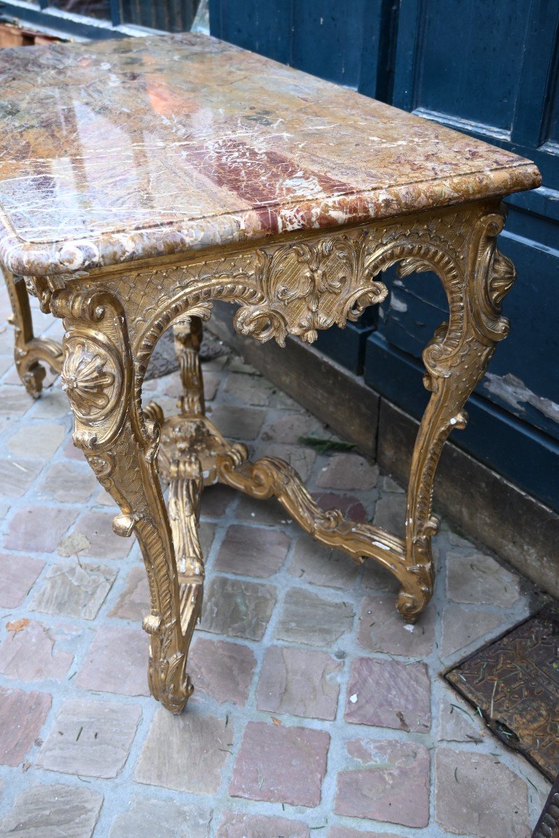 Table Console Bois Doré D époque Regence Du XVIII-photo-6