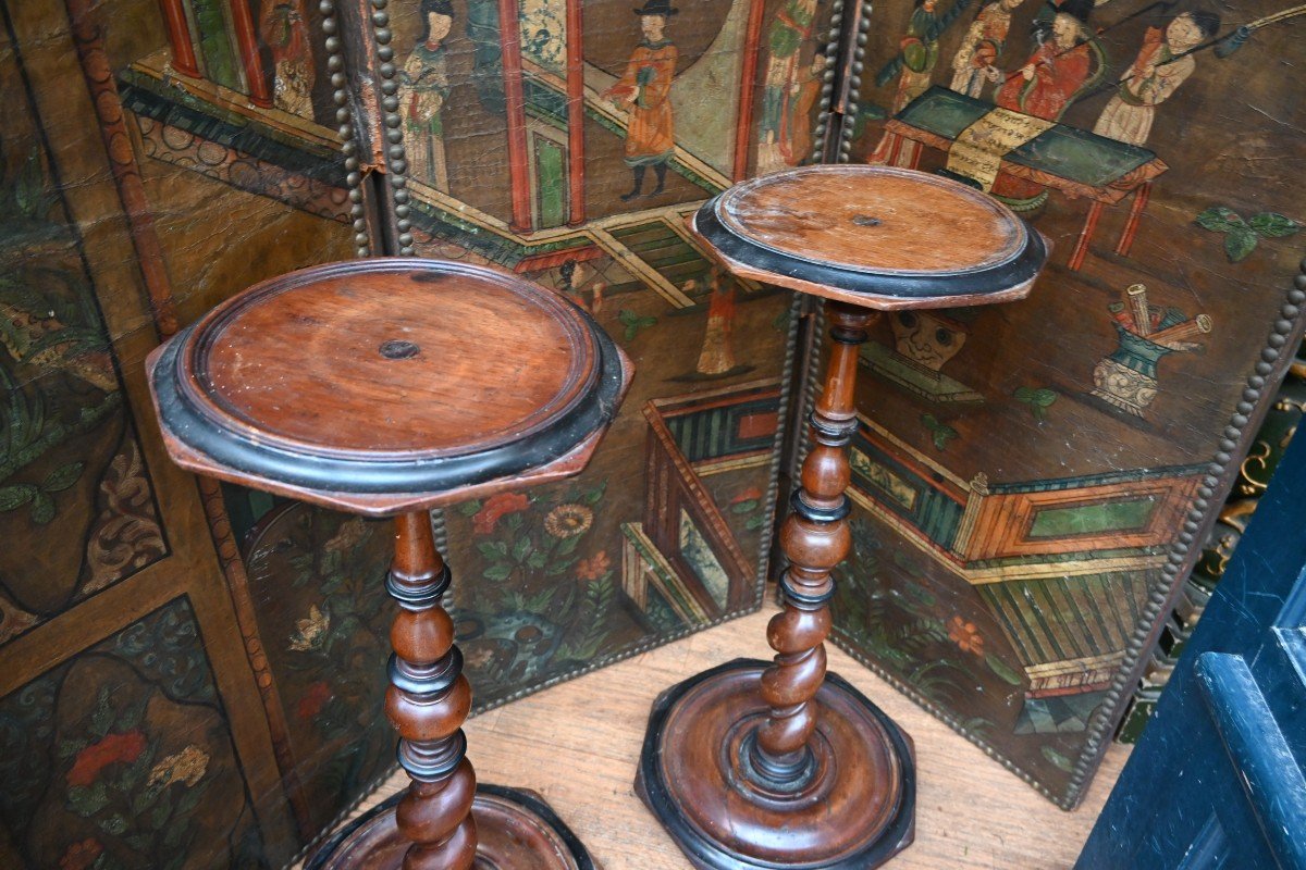 Pair Of Rare 17th Century Light Holder Gueridons-photo-2