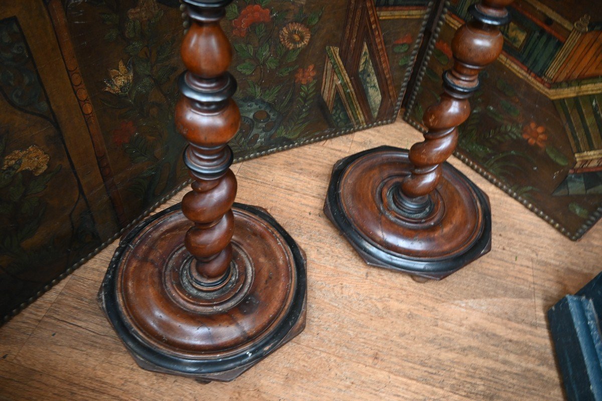 Pair Of Rare 17th Century Light Holder Gueridons-photo-3