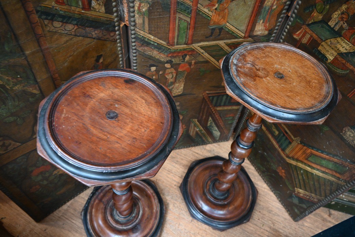 Pair Of Rare 17th Century Light Holder Gueridons-photo-2