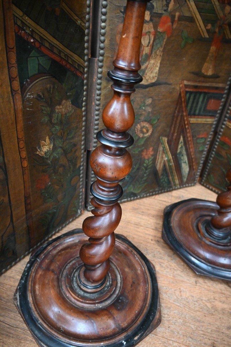 Pair Of Rare 17th Century Light Holder Gueridons-photo-3