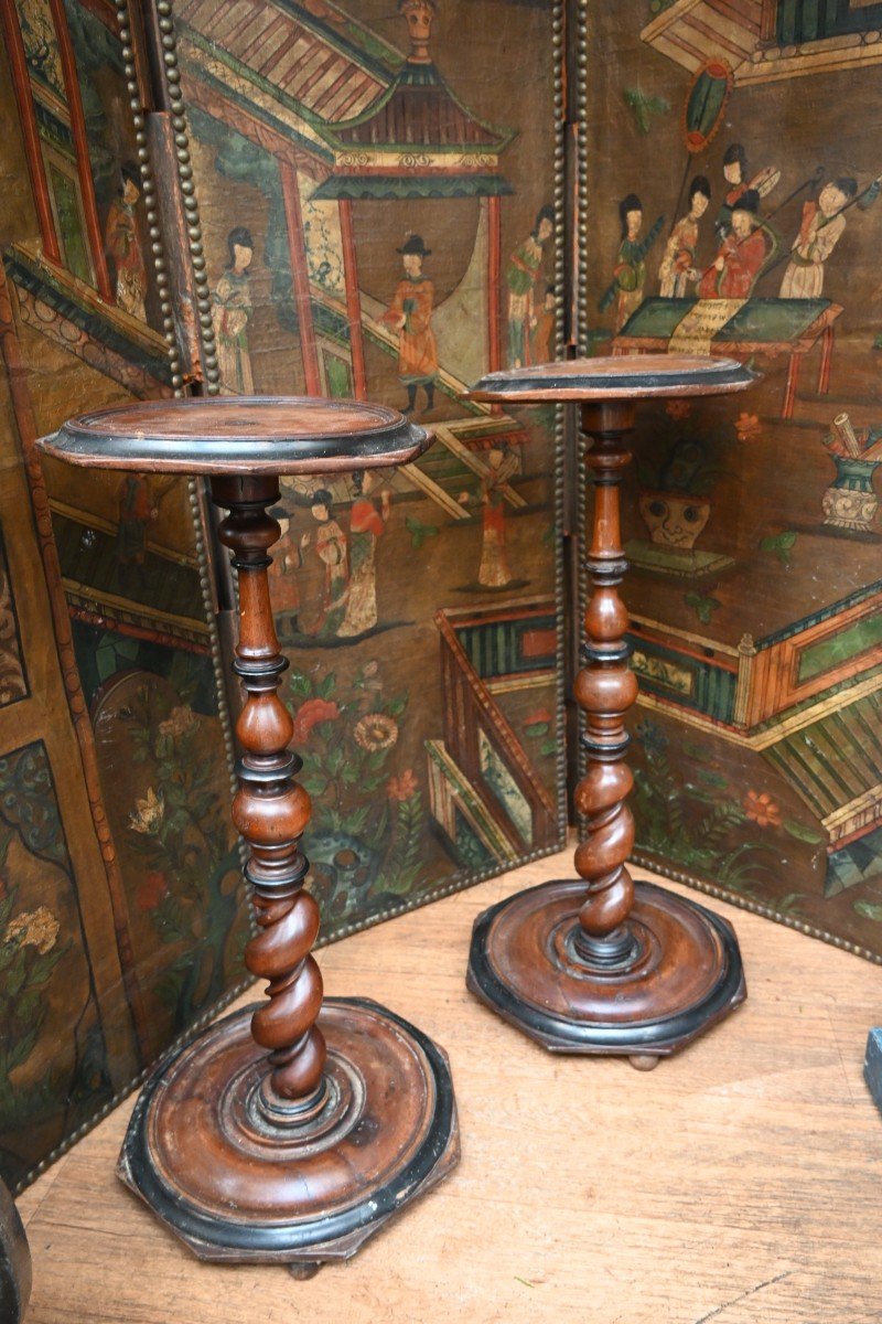 Pair Of Rare 17th Century Light Holder Gueridons