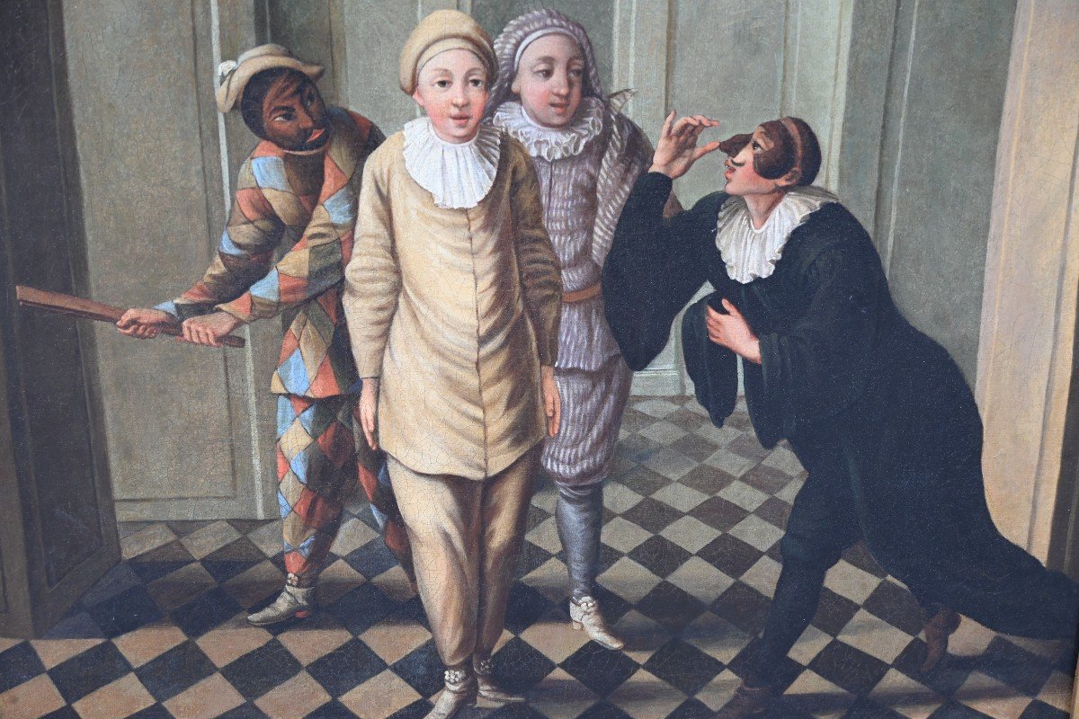 Troupe Of The Commedia Dell'arte Attributed To Claude Gillot Circa 1710