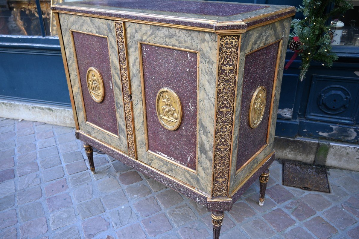 Italian Buffet In Painted And Gilded Wood From The Directoire Period-photo-2