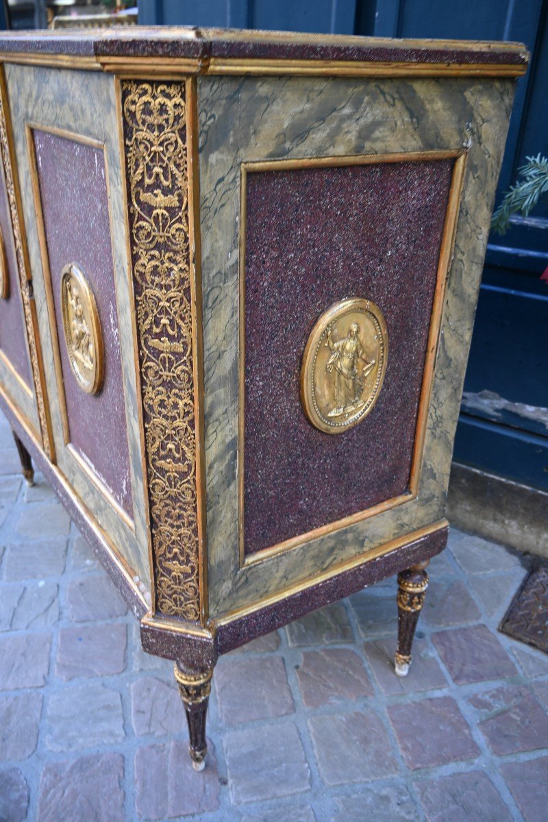 Italian Buffet In Painted And Gilded Wood From The Directoire Period-photo-3