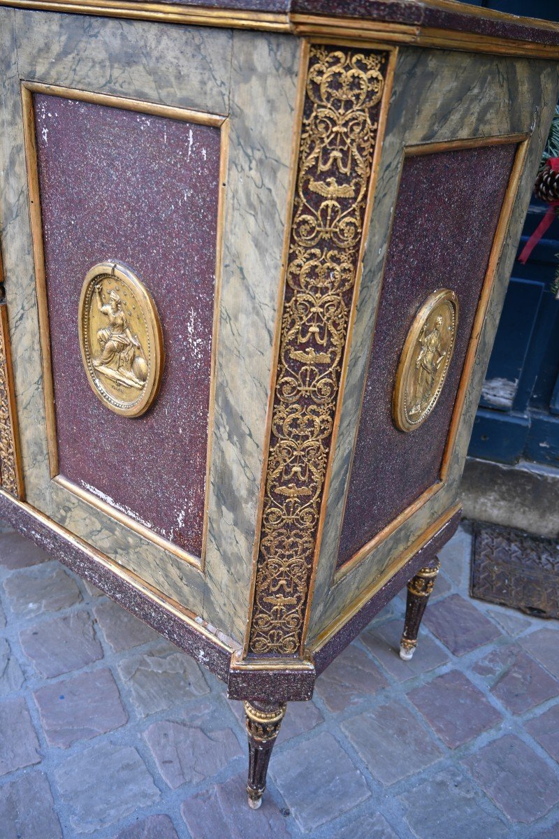 Italian Buffet In Painted And Gilded Wood From The Directoire Period-photo-4