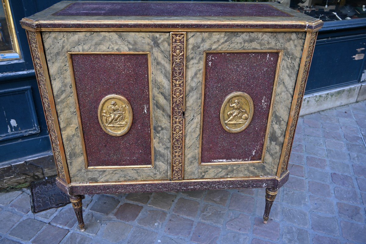 Italian Buffet In Painted And Gilded Wood From The Directoire Period-photo-1