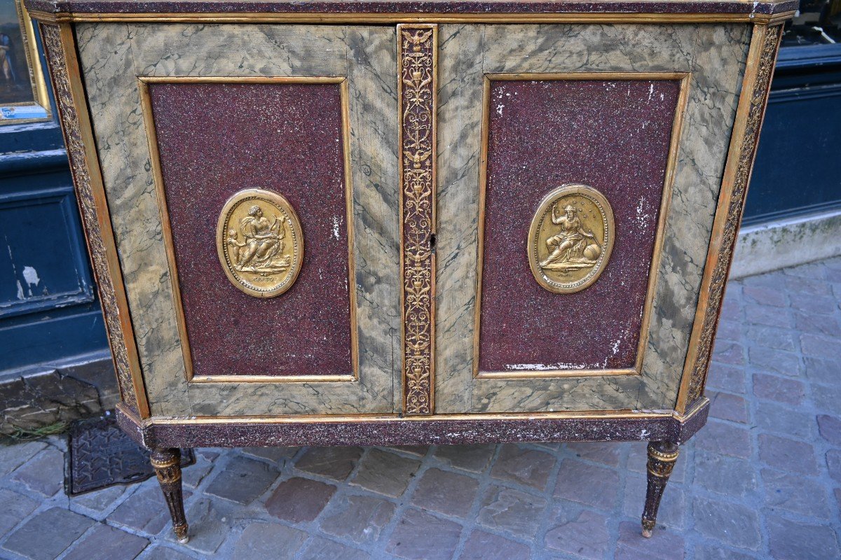 Italian Buffet In Painted And Gilded Wood From The Directoire Period-photo-2