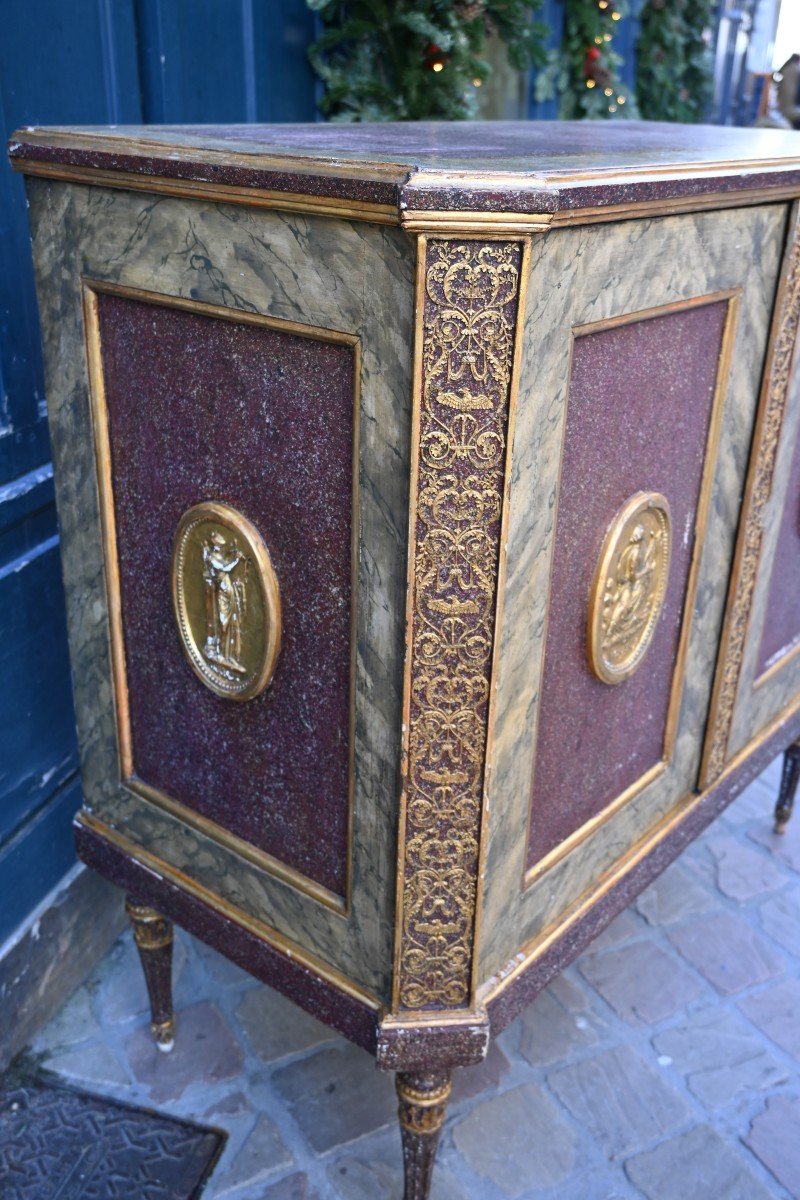 Italian Buffet In Painted And Gilded Wood From The Directoire Period-photo-3