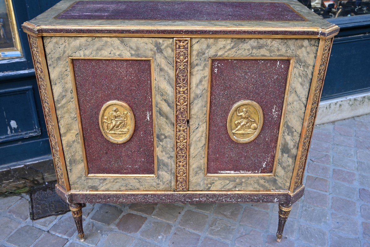 Italian Buffet In Painted And Gilded Wood From The Directoire Period-photo-4