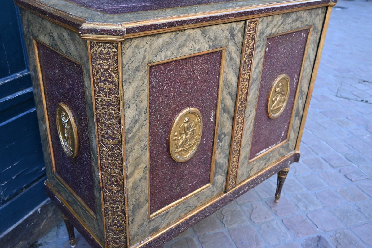 Italian Buffet In Painted And Gilded Wood From The Directoire Period-photo-8