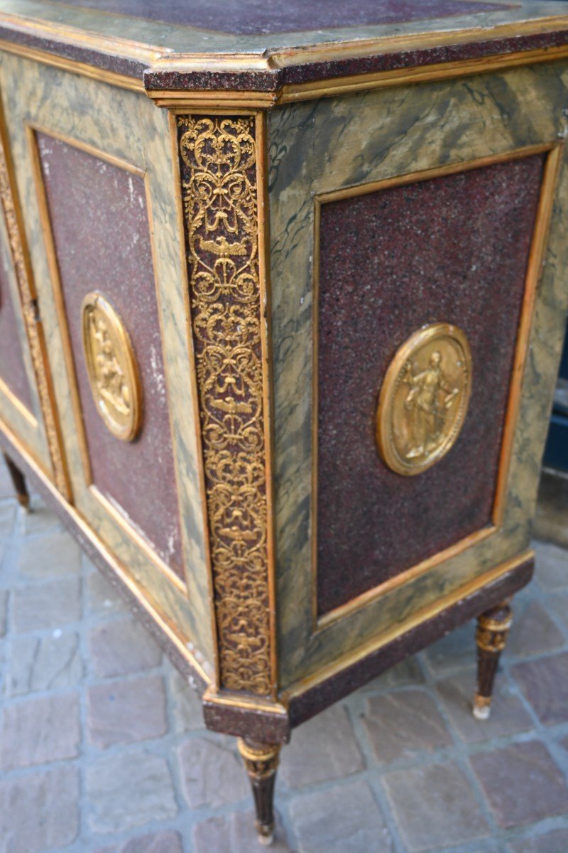 Italian Buffet In Painted And Gilded Wood From The Directoire Period