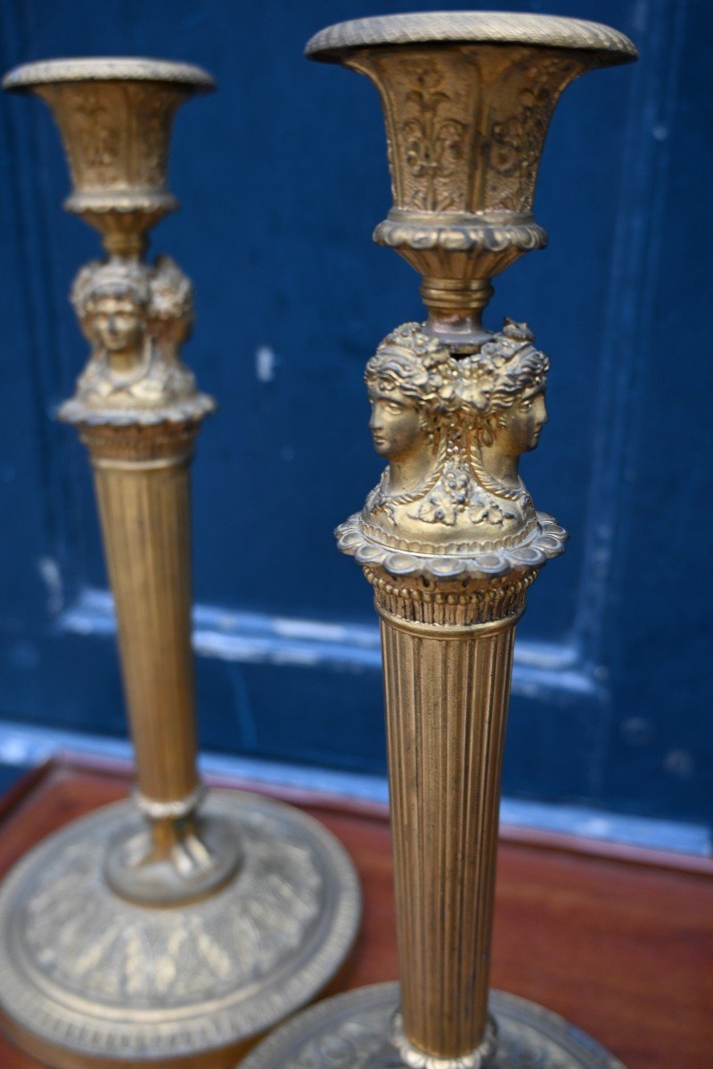 Pair Of Empire Candlesticks Attributed To Galle XIX