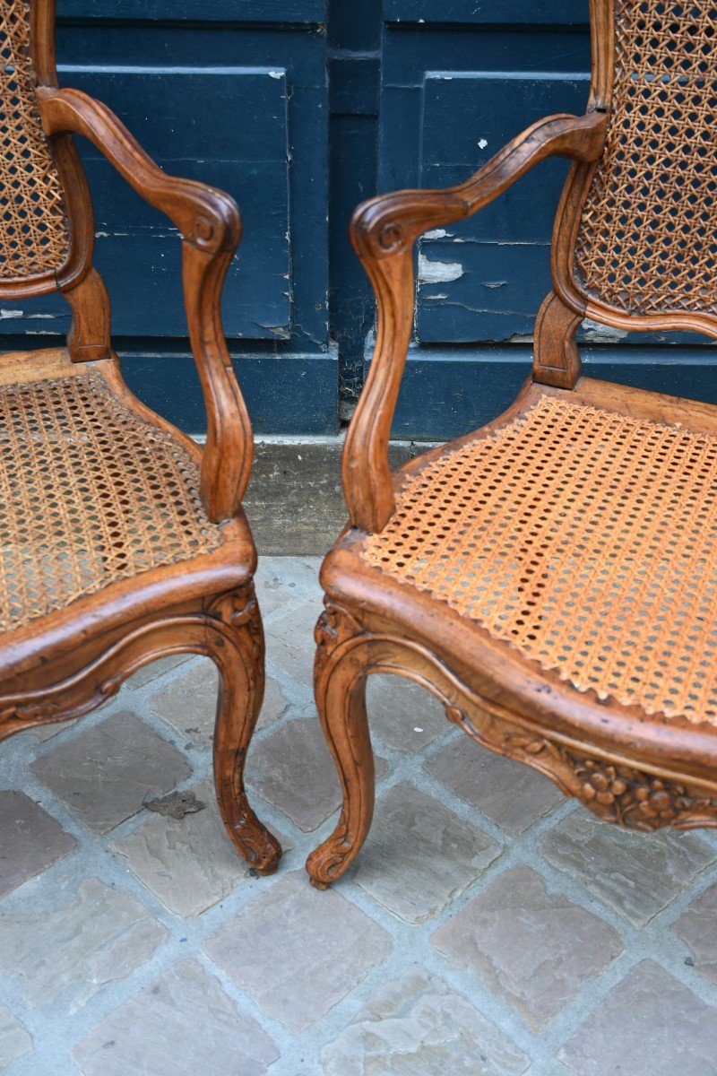 Paire De Fauteuils Cannés D époque Louis XV Du XVIII-photo-2