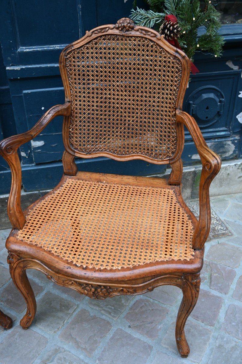 Paire De Fauteuils Cannés D époque Louis XV Du XVIII-photo-3