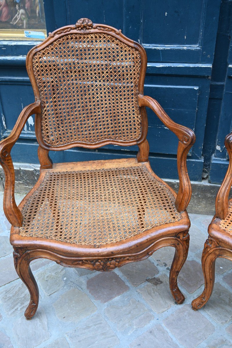 Paire De Fauteuils Cannés D époque Louis XV Du XVIII-photo-4