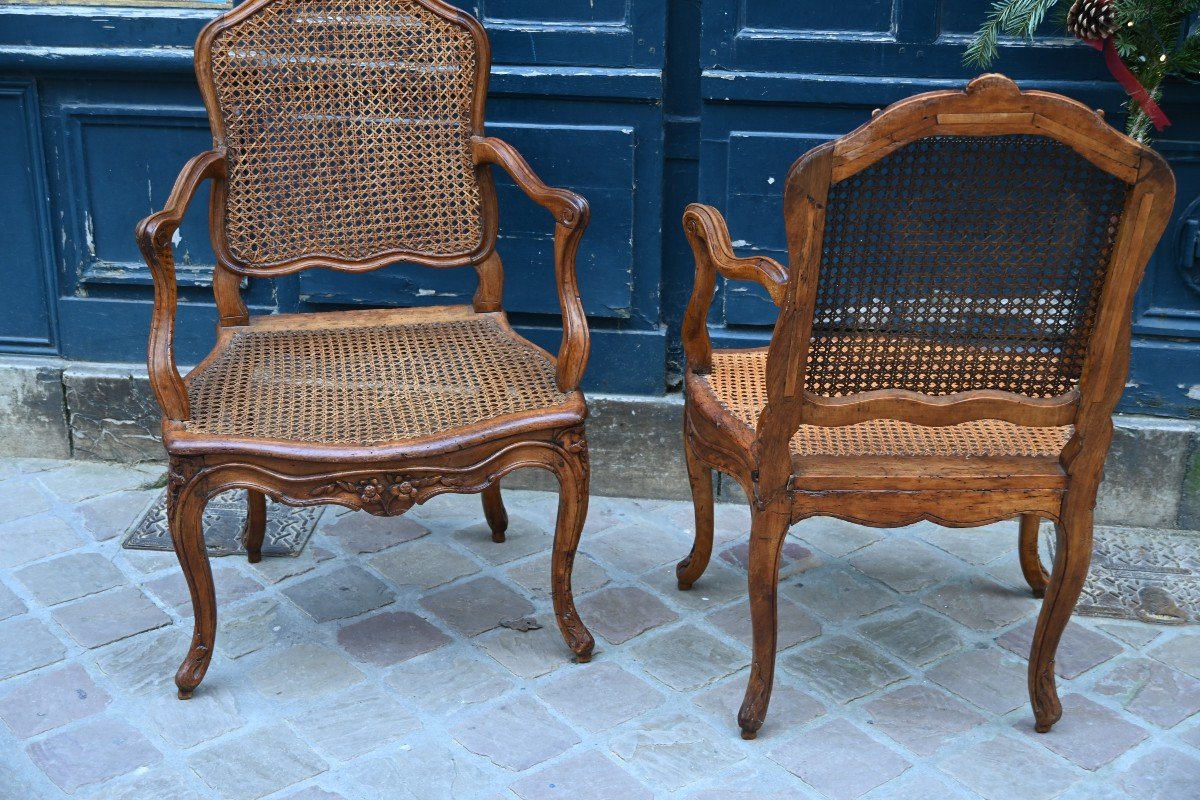 Paire De Fauteuils Cannés D époque Louis XV Du XVIII-photo-2