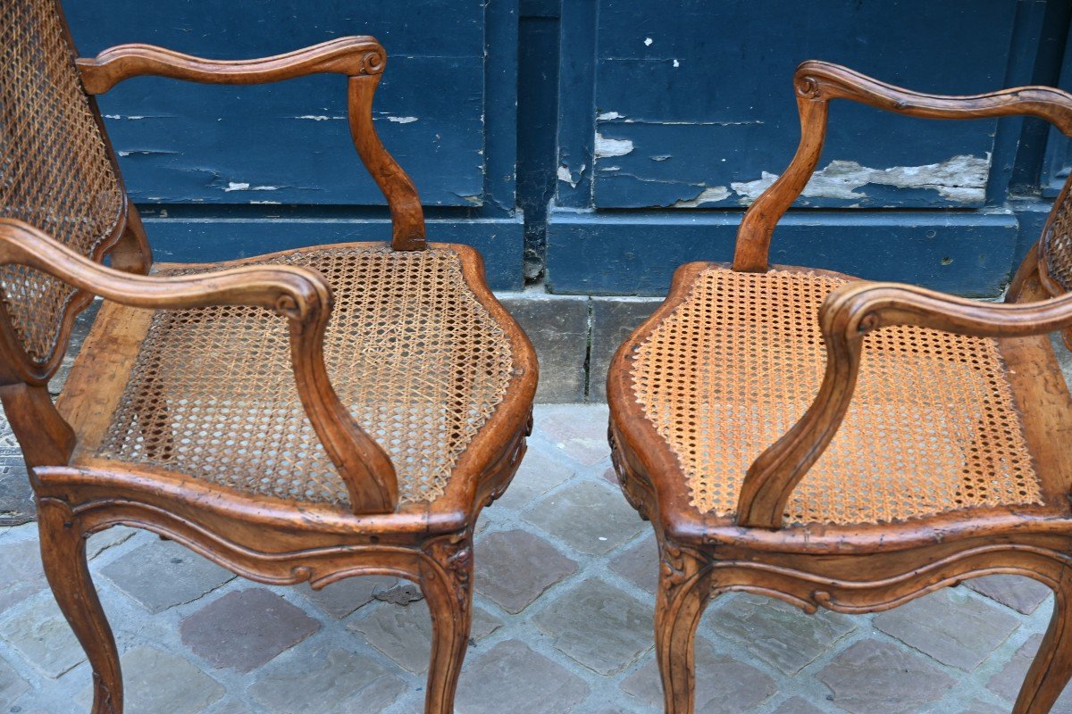 Paire De Fauteuils Cannés D époque Louis XV Du XVIII-photo-4