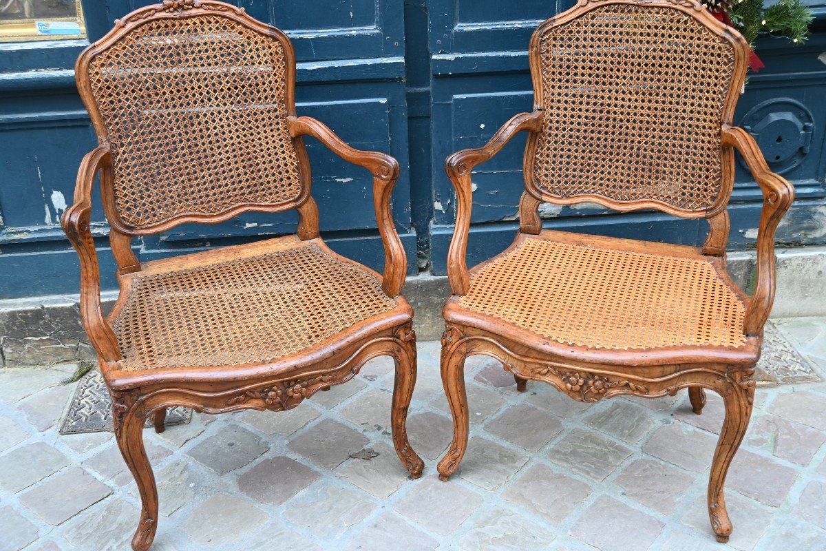 Paire De Fauteuils Cannés D époque Louis XV Du XVIII