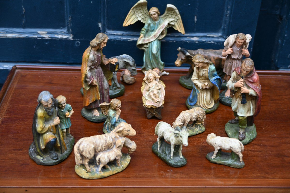 Painted Plaster Christmas Nativity Scene -photo-2