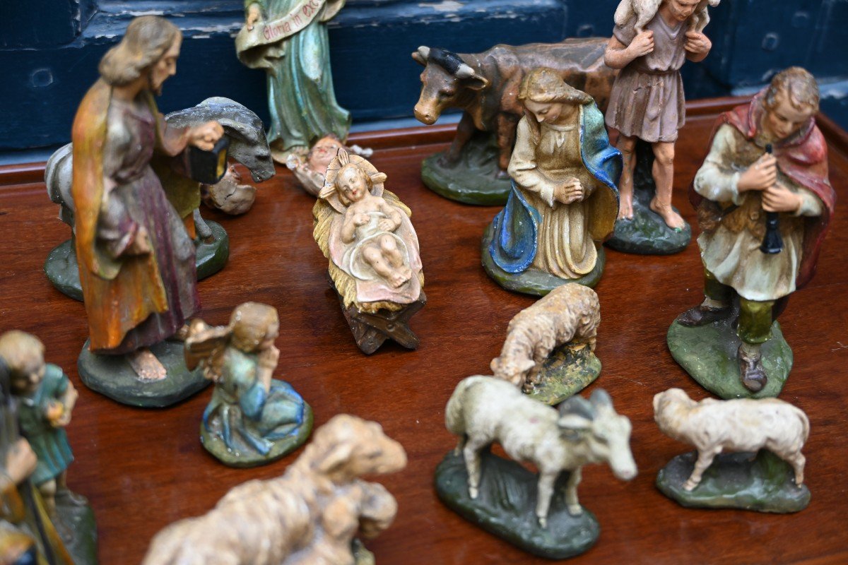 Painted Plaster Christmas Nativity Scene -photo-3